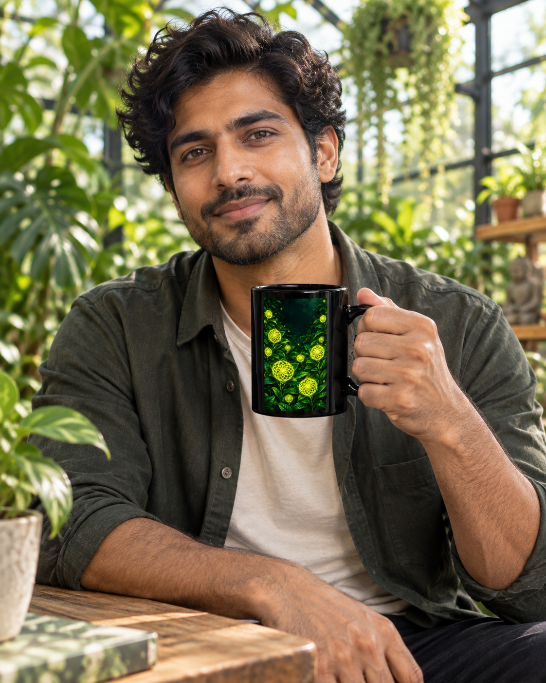 Sacred Geometry Bioluminescence Flower Mug